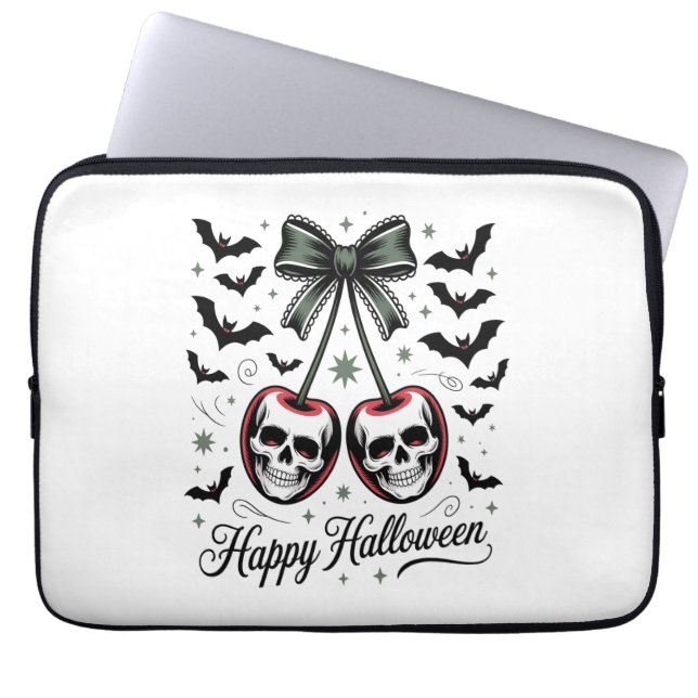 Gothic Skull Cherry Halloween Laptop Fodral (Framsidan)