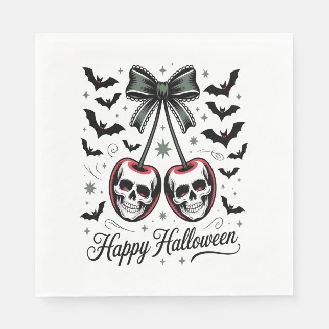 Gothic Skull Cherry Halloween Pappersservett (Framsidan)