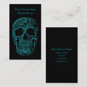 Gothic Skull Coola Teal Black Grunge Struktur Visitkort