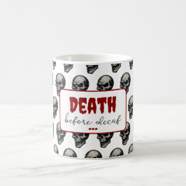 Gothic Skull "Death before Decaf" | Spooky Funny - Kaffemugg