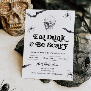Gothic Skull Eat, Drink, Var Scary Halloween fest Inbjudningar