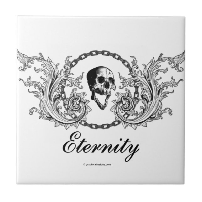 Gothic Skull Eternity Victorian Graveyard Art Kakelplatta (Framsidan)
