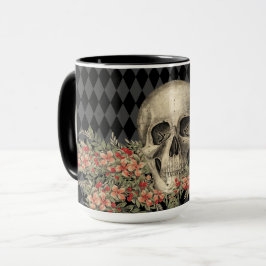 Gothic Skull & Flowers Mugg