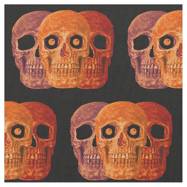 Gothic Skull Funny Orange Halloween Tyg (Närbild)