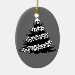 Gothic Skull Garland Träd Julgransprydnad Keramik