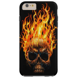 Gothic Skull Gult Orange Fire Flames Mönster