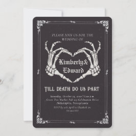 Gothic Skull Hallobröllop Retro-bröllopsinbjudan Inbjudningar