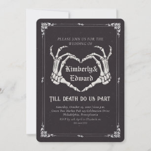 Gothic Skull Hallobröllop Retro-bröllopsinbjudan Inbjudningar