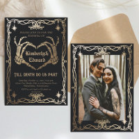Gothic Skull Hallobröllop Retro-bröllopsinbjudan
