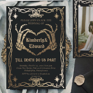 Gothic Skull Hallobröllop Retro-bröllopsinbjudan Inbjudningar