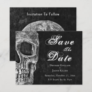 Gothic Skull Hallobröllop spara datumbudgeten