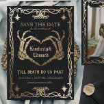 Gothic Skull Hallowedding Retro Spara datumet<br><div class="desc">Gothic Skull Guld Hallowedding Retro Bröllopsinbjudan</div>