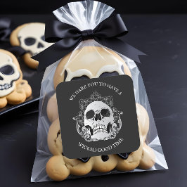 Gothic Skull Halloween fest Fyrkantigt Klistermärke