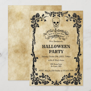 Gothic Skull Halloween fest Inbjudningar