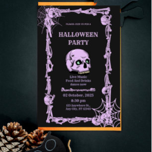Gothic Skull Halloween-inbjudan Mörk & Elegant Inbjudningar