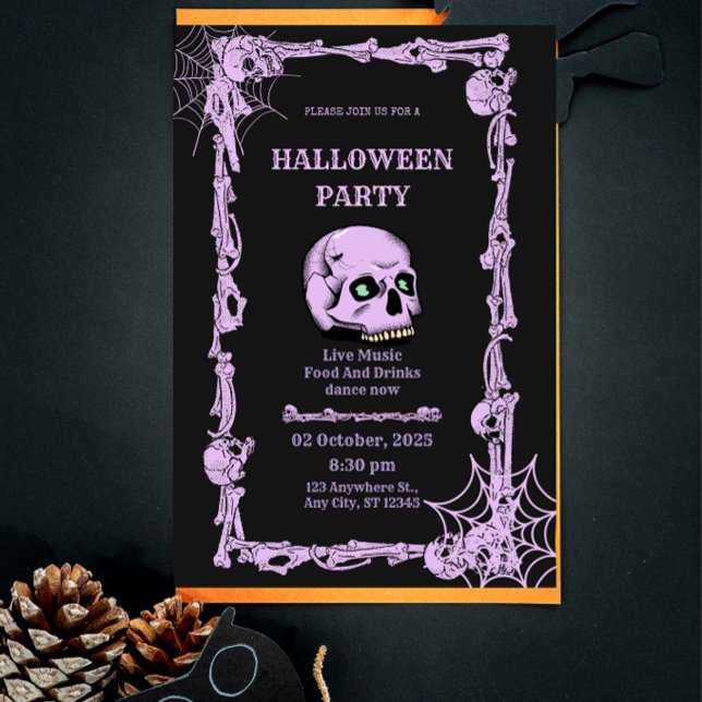 Gothic Skull Halloween-inbjudan  Mörk & Elegant  Inbjudningar (Skapare uppladdad)