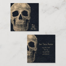 Gothic Skull Head Beige Black Blommigt Tattoo Arti
