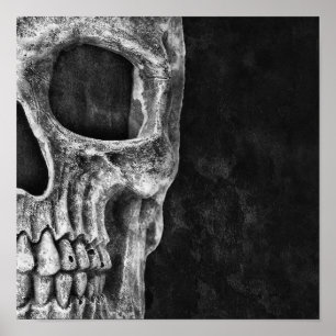 Gothic Skull Head Black and White Coola Poster