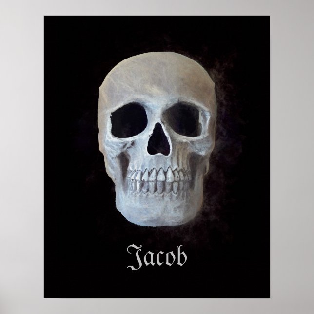 Gothic Skull Head Black and White Spooky Poster (Framsidan)
