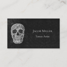 Gothic Skull Head Black and White Tattoo Artist Visitkort