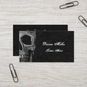 Gothic Skull Head Black Grått Blommigt Tattoo Arti Visitkort