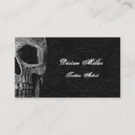 Gothic Skull Head Black Grått Blommigt Tattoo Arti Visitkort