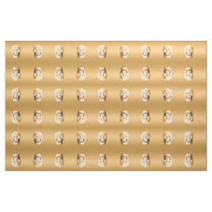 Gothic Skull Head Guld Metallic Mönster Tyg