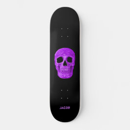 Gothic Skull Head Neon Lila Black Coola Mini Skateboard Bräda 18,5 Cm