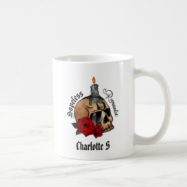 Gothic Skull Hopless Romantic Kaffemugg (Höger)