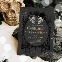 Gothic Skull-inbjudan för vuxen Halloween fest Vin