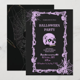 Gothic Skull-inbjudan för vuxen Halloween fest Vin Spara Datumet