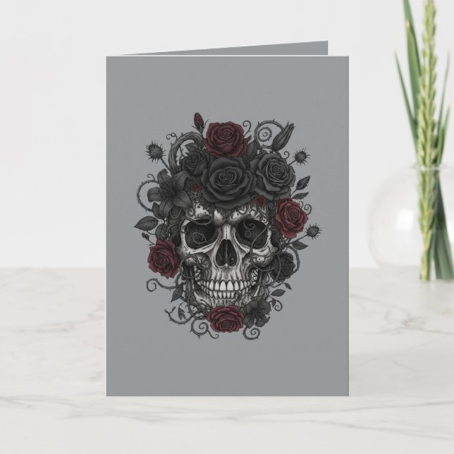Gothic Skull Inbjudningskort – Día de los Muertos (Framsida)