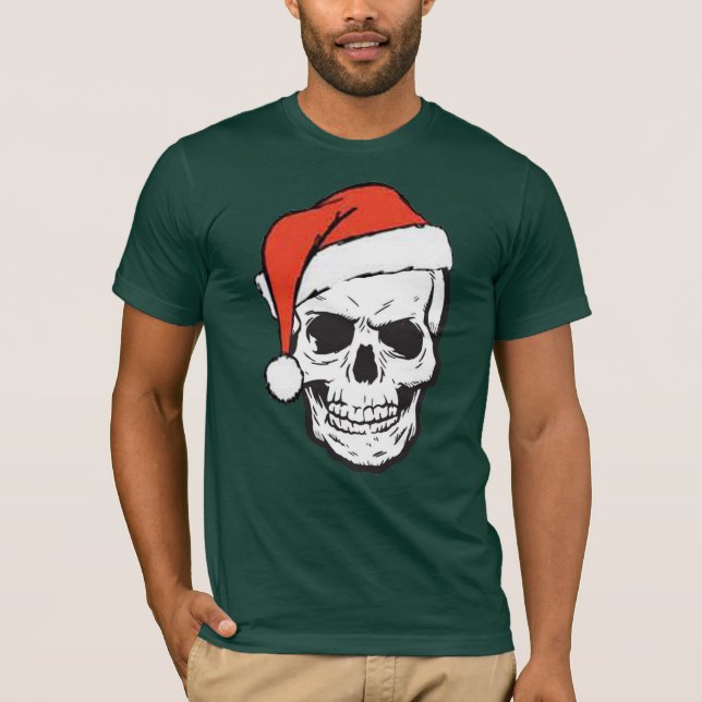 Gothic Skull-jul med Santa Hat Graphic T Shirt (Framsida)
