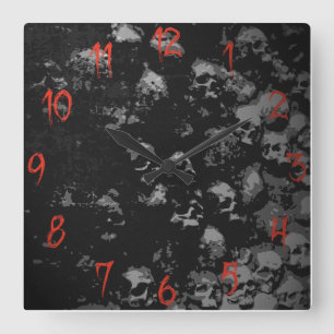 Gothic Skull-klocka Fyrkantig Klocka