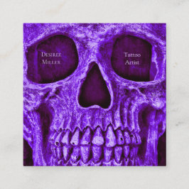 Gothic Skull Lila Burgundy Tatto Shop Fyrkantigt Visitkort
