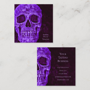 Gothic Skull Lila Burgundy Tatto Shop Fyrkantigt Visitkort