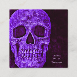Gothic Skull Lila Burgundy Tatto Shop Fyrkantigt Visitkort