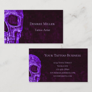 Gothic Skull Lila Burgundy Tatto Shop Visitkort