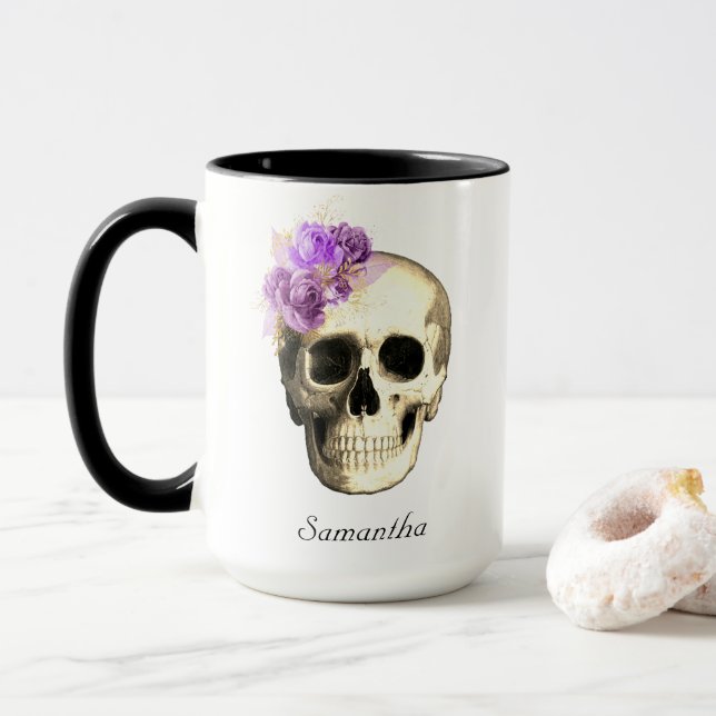 Gothic Skull Lila Ro Personlig Mugg (Med munk)