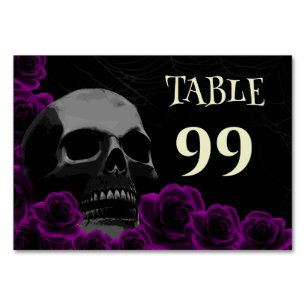 Gothic Skull Lila Ro Spooky Halloween Weddi Bordsnummer