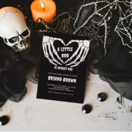 Gothic Skull Little Boo Halloween Baby Shower Inbjudningar