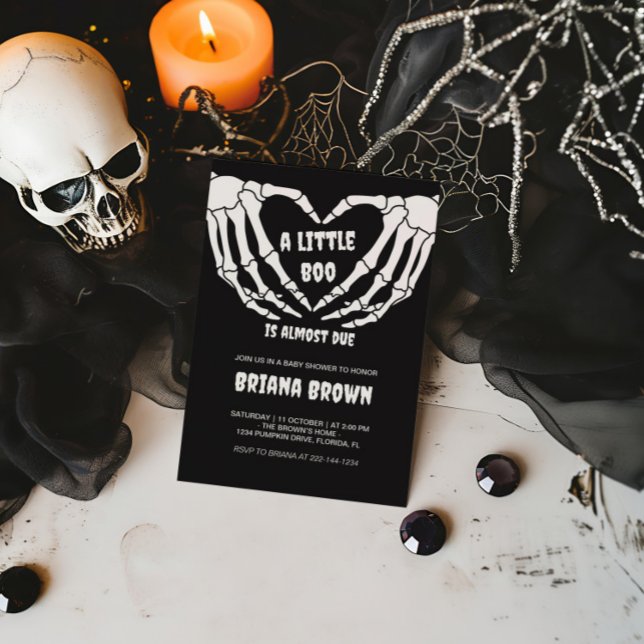Gothic Skull Little Boo Halloween Baby Shower Inbjudningar (Skapare uppladdad)