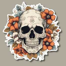 Gothic Skull med blommor vattentäta Klistermärken