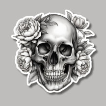 Gothic Skull med Peonies Watersecure