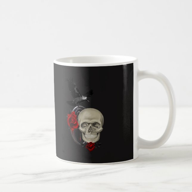 Gothic Skull med Ro och Raven Kaffemugg (Höger)