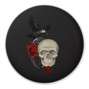 Gothic Skull med Ro och Raven Knopp