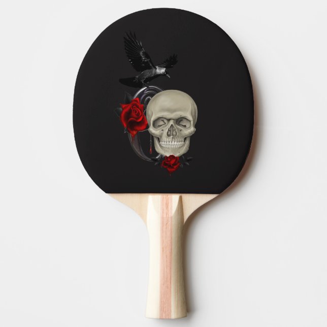Gothic Skull med Ro och Raven Pingisracket (Framsidan)