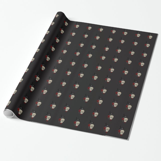 Gothic Skull med Ro och Raven Presentpapper (Utrullad)