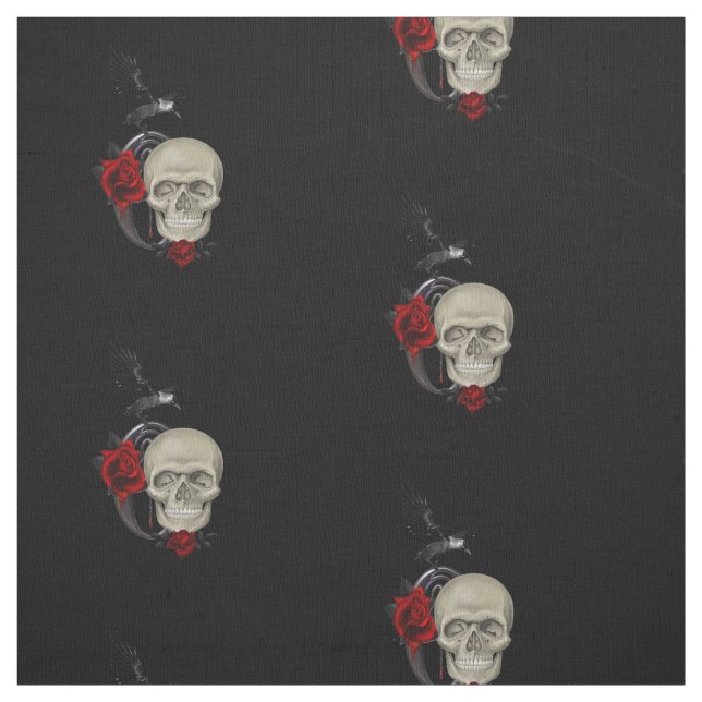 Gothic Skull med Ro och Raven Tyg (Provkarta)
