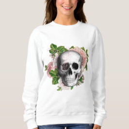 Gothic Skull med Rosa ros T Shirt